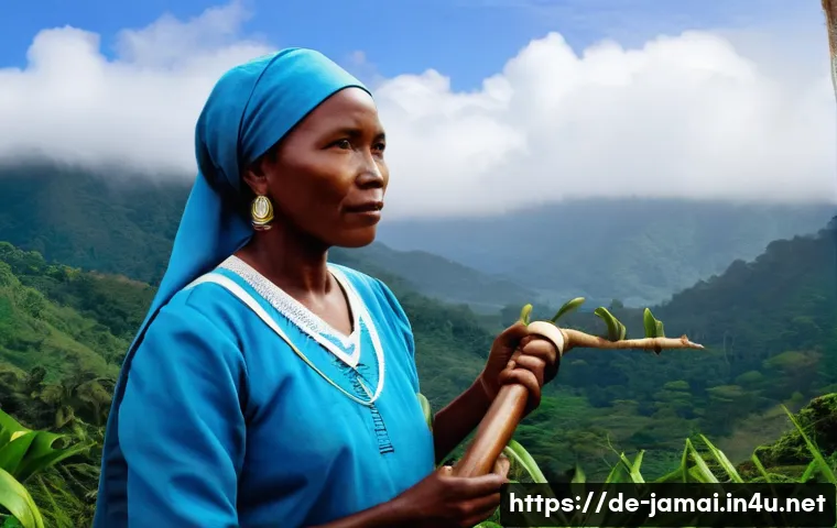 자메이카의 흑인 인권 운동 - A powerful and wise Queen Nanny of the Maroons, dressed in traditional, modest attire, stands at the...