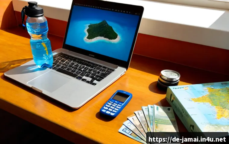 자메이카 저가 여행 팁 - Photorealistic budget travel planning scene for a Jamaica trip from Germany, an organized wooden des...